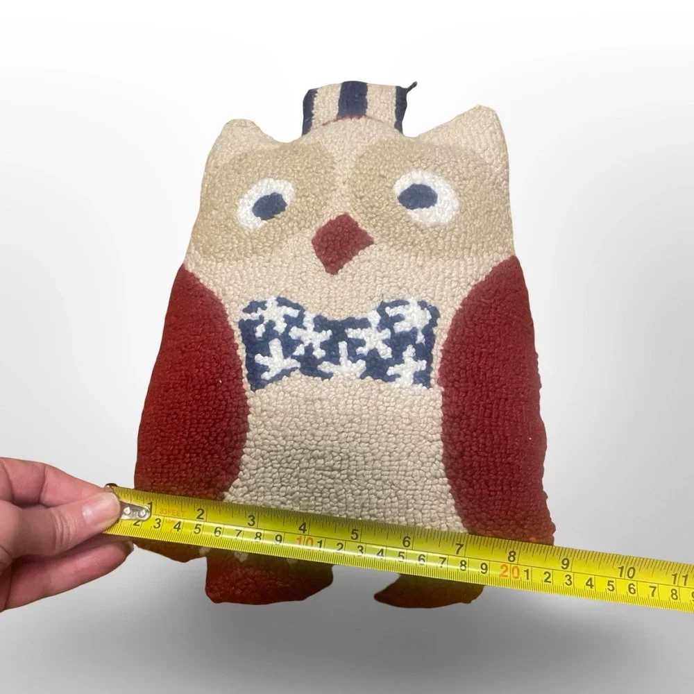 VNT Adorable Hooked Owl Pillow Rustic Farmhouse‎ Fall Decor Accent Handmade